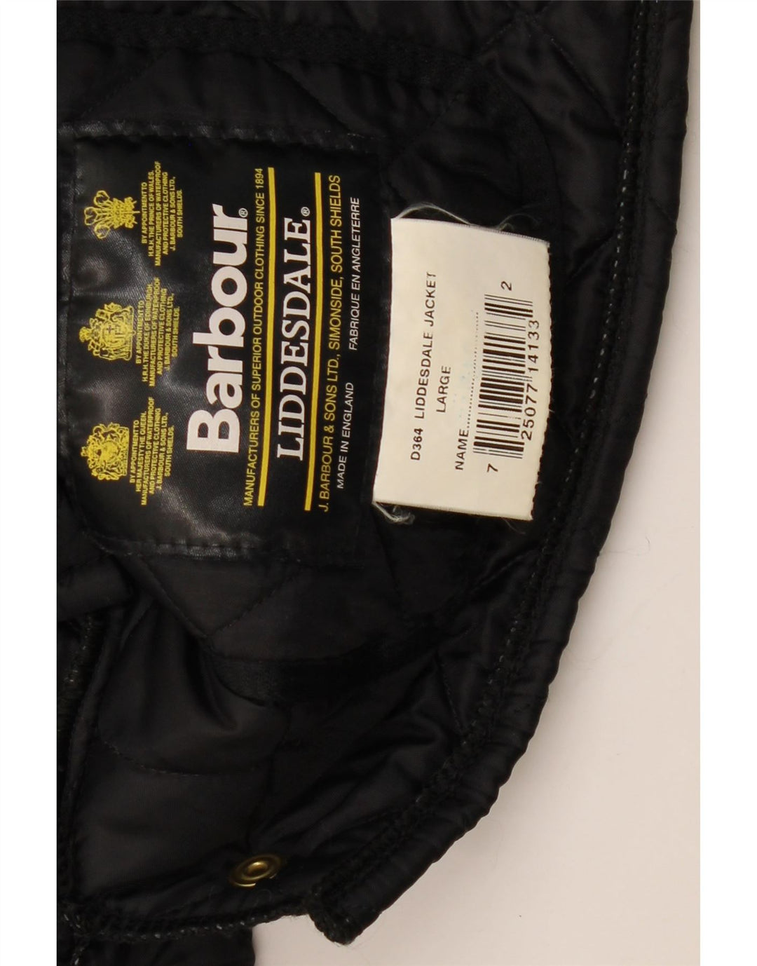 Jaqueta acolchoada Barbour masculina LIDDESDALE Reino Unido 40 grande nylon preto