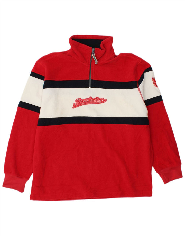 Suéter de lã masculino INVICTA com zíper e gola pequena em bloco colorido vermelho