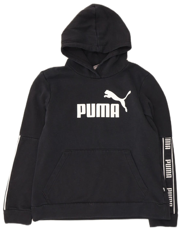 Puma feminino gráfico moletom com capuz Reino Unido 14 grande algodão preto