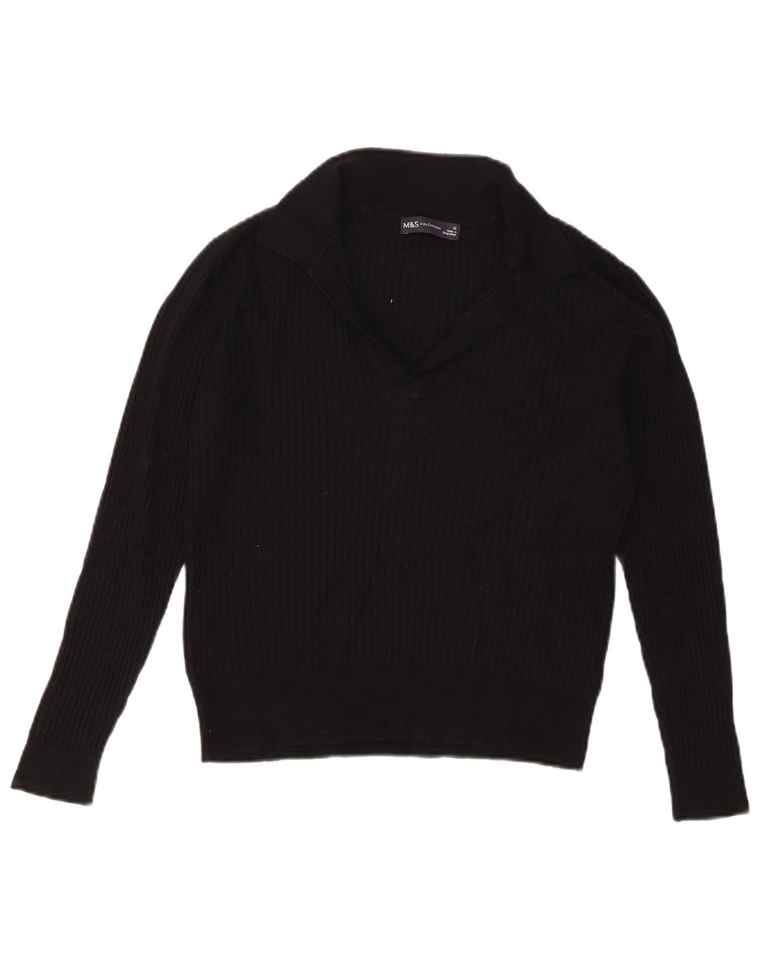 Suéter feminino Marks & Spencer com gola polo e gola alta Reino Unido 12 médio preto