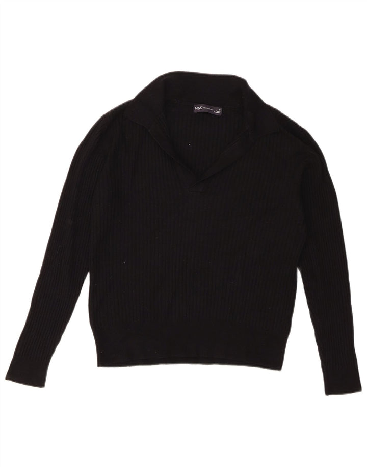Suéter feminino Marks & Spencer com gola polo e gola alta Reino Unido 12 médio preto