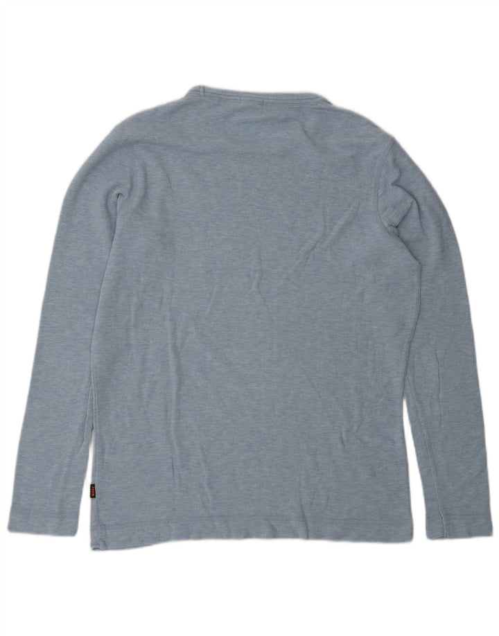 Hugo Boss Mens Slim Fit Top Manga Longa Grande Azul