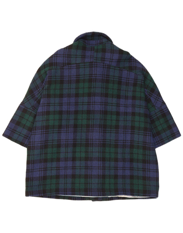Sobretudo feminino vintage UK 18 XL azul marinho xadrez