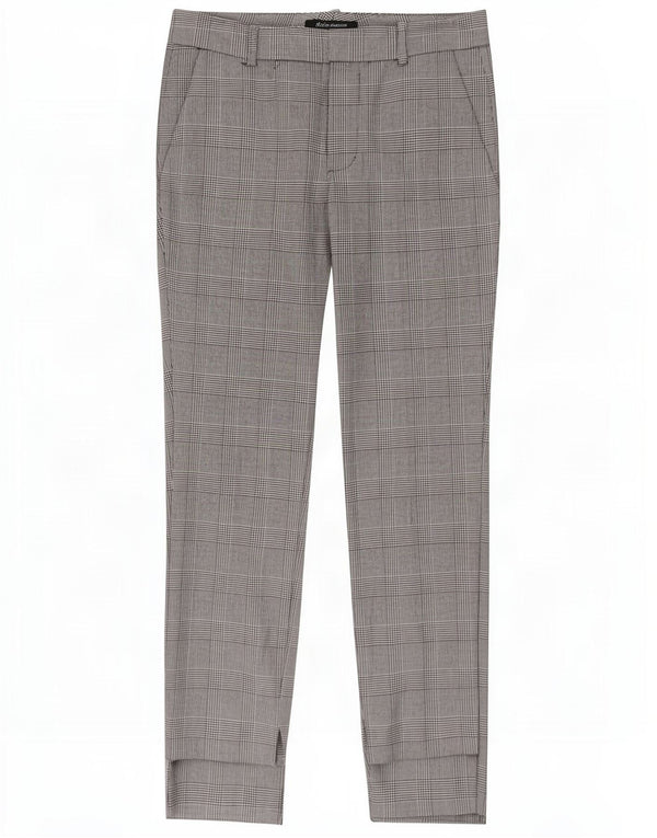 Calça feminina Zara Slim Suit EU 36 XS W26 L28 cinza xadrez poliéster