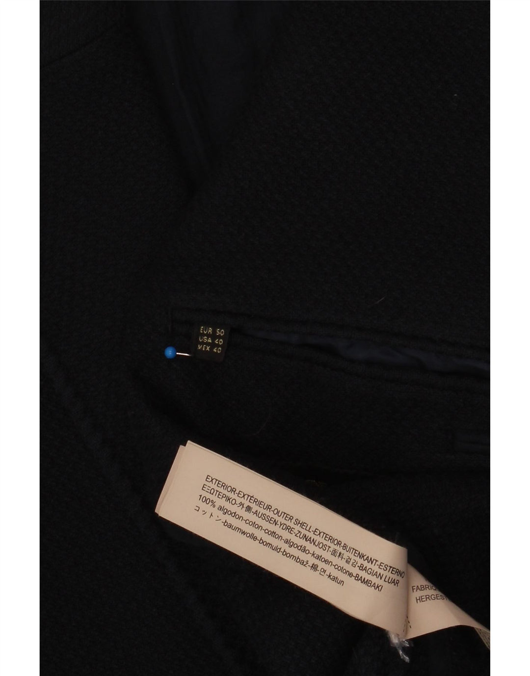 Jaqueta blazer masculina Massimo Dutti com 2 botões EU 50 algodão azul marinho médio