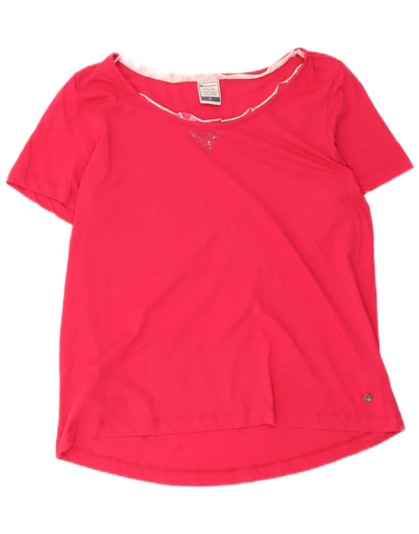 Camiseta feminina Champion UK 18 XL algodão rosa