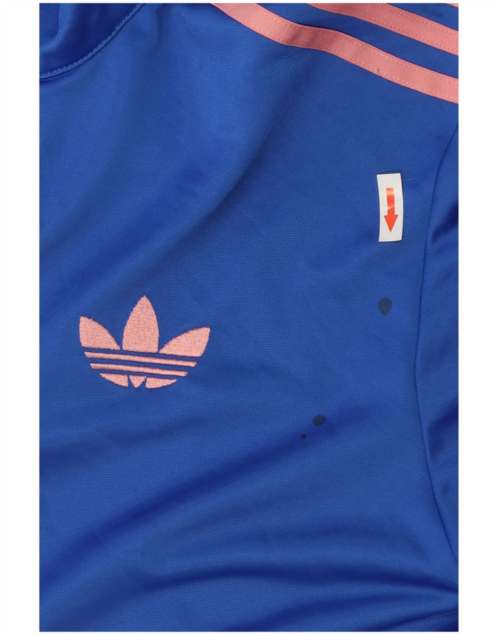 Adidas Womens Tracksuit Top Jacket UK 12/14 Médio Azul Poliéster