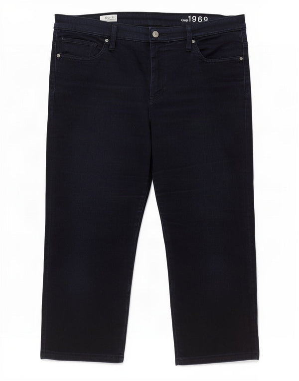Calça jeans reta feminina Gap cintura alta W36 L26 algodão azul marinho