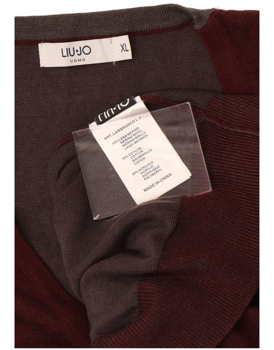 LIU JO Suéter cardigã masculino XL lã marrom