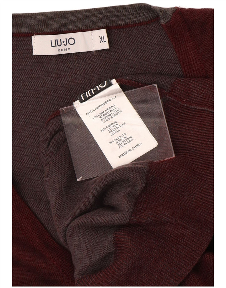 LIU JO Suéter cardigã masculino XL lã marrom