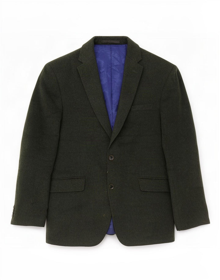 Jaqueta blazer masculina de 2 botões Marks & Spencer Reino Unido 42 grande lã cáqui