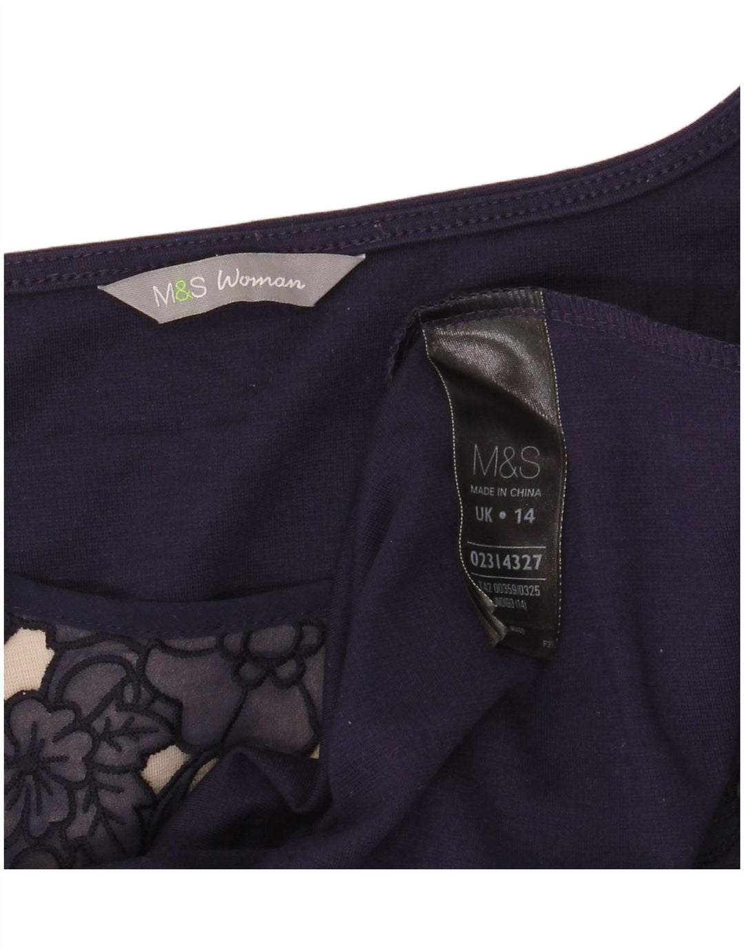 Vestido feminino MARKS & SPENCER evasê UK 14 médio azul marinho floral