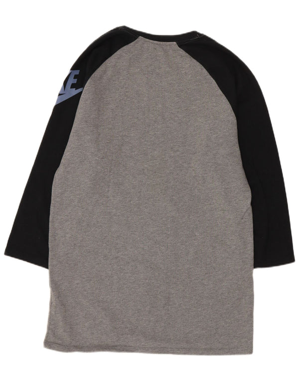 Top gráfico masculino Nike manga 3/4 pequeno cinza colorblock algodão