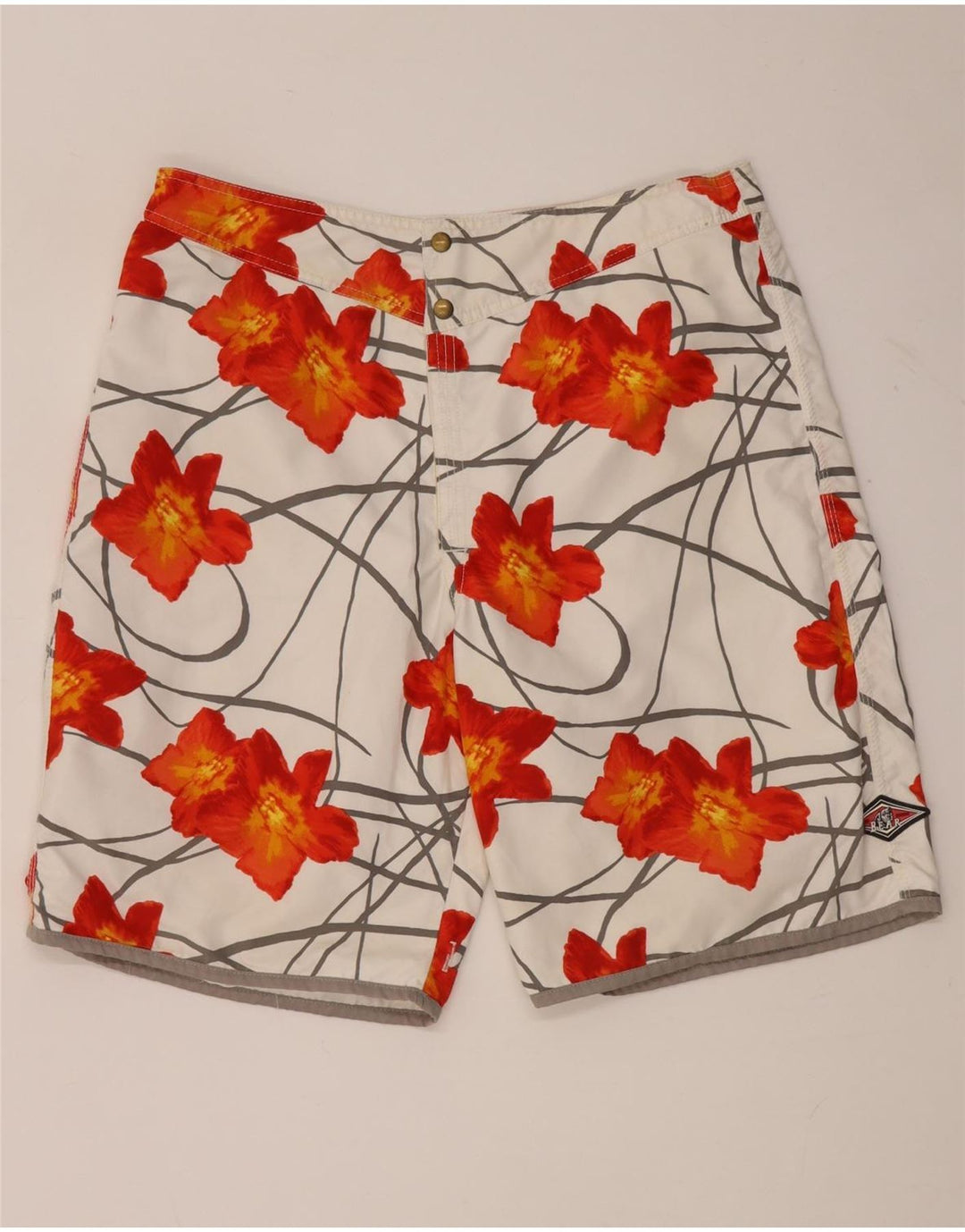 Shorts de natação reversíveis masculinos Bear poliéster branco médio