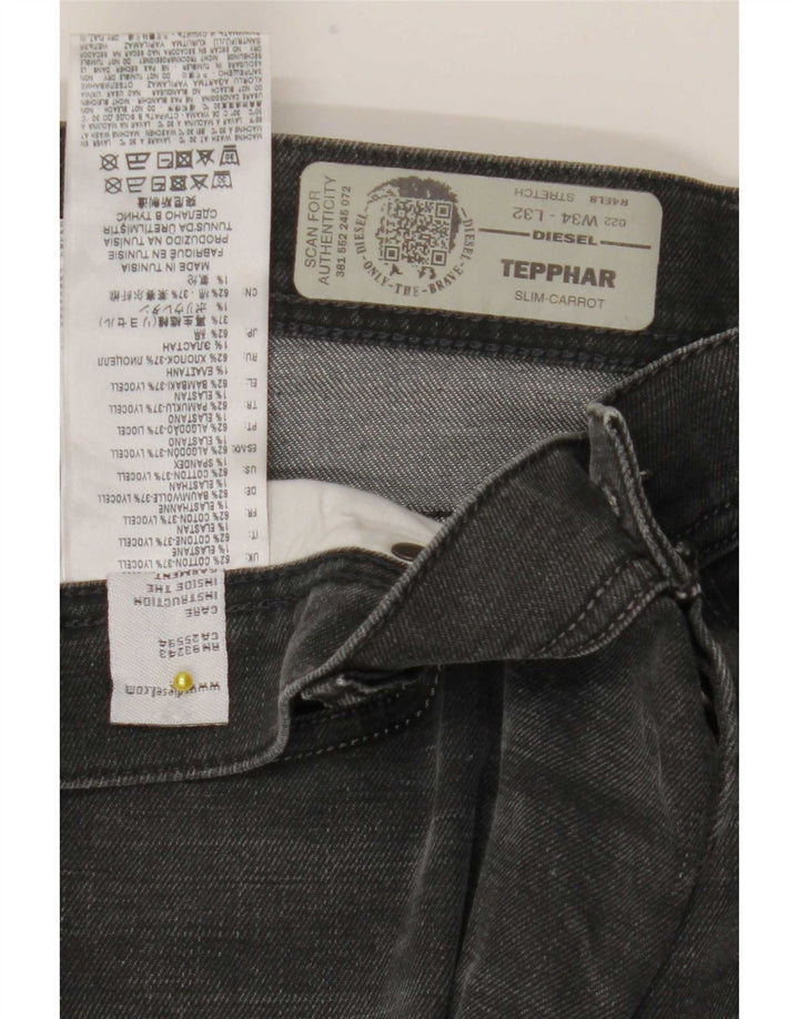 Diesel Mens Tepphar Carrot Slim Jeans W34 L32 Cinza Algodão