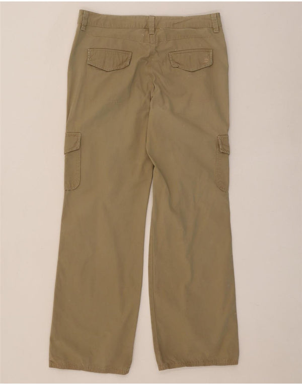 Calça cargo feminina reta Timberland Reino Unido 12 médio W30 L31 algodão bege