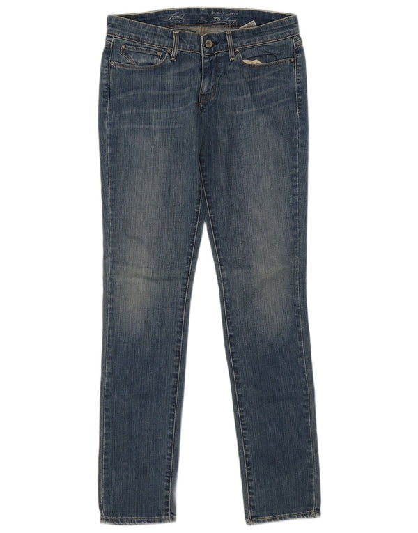 Calça jeans feminina Levi's ligeiramente curvilínea W28 L31 azul algodão