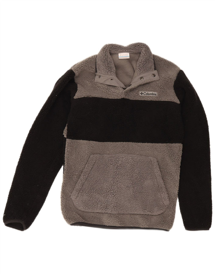 Suéter Columbia Masculino de Lã com Gola em Botão XS Cinza Colourblock Poliéster