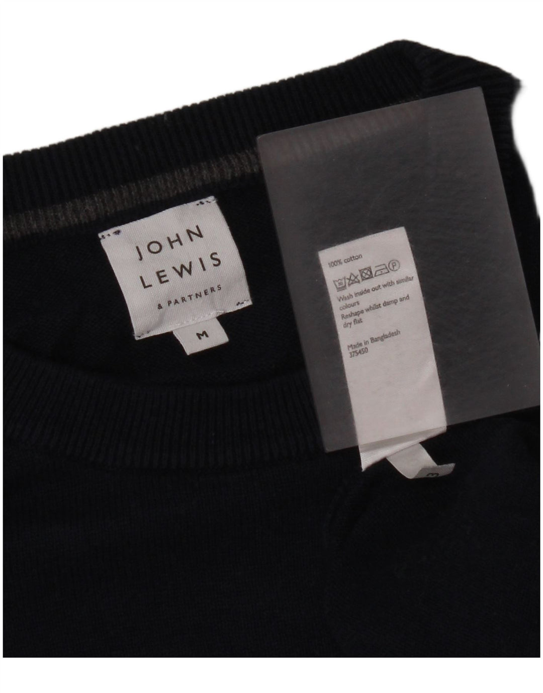 Suéter masculino John Lewis com gola redonda, algodão azul marinho médio