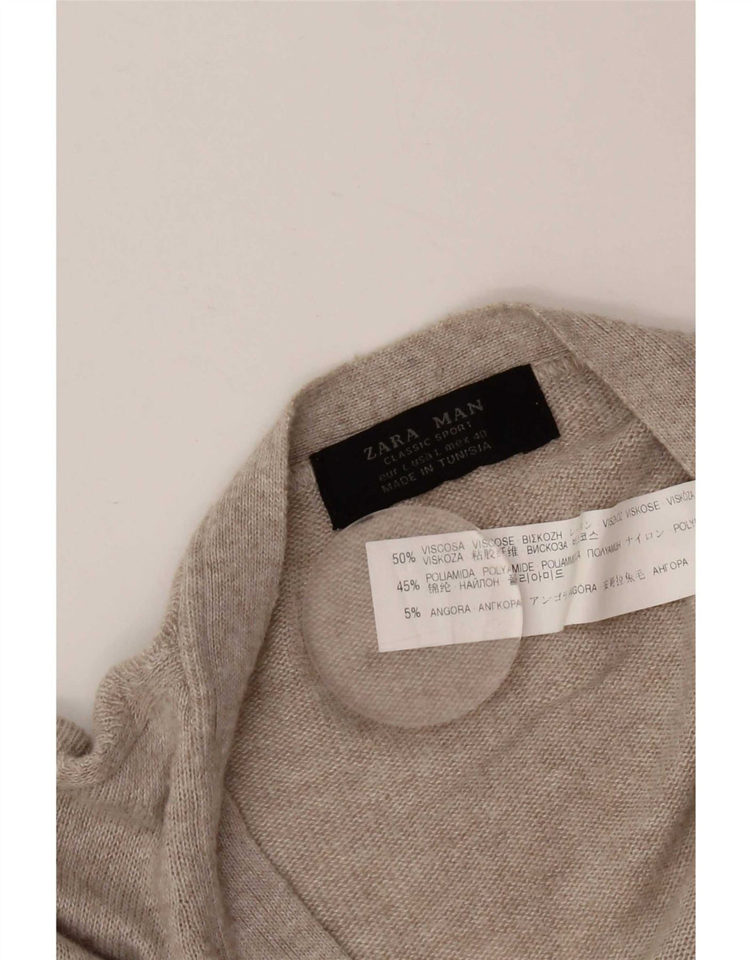 Suéter cardigã masculino Zara grande viscose manchada cinza