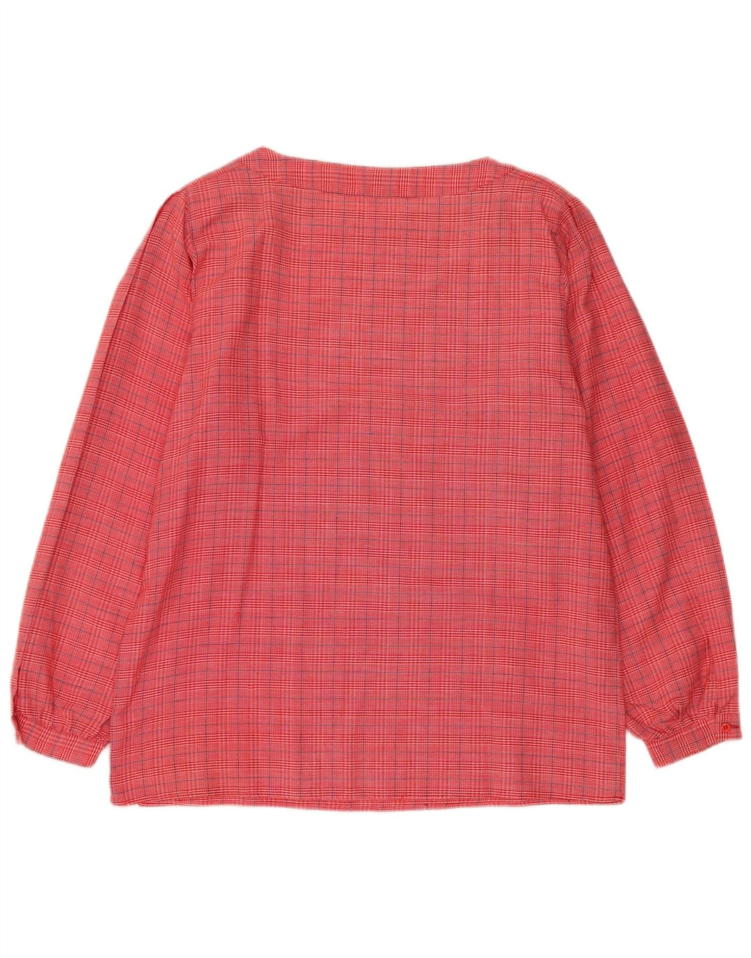 Blusa feminina vintage de manga comprida UK 14 xadrez rosa médio