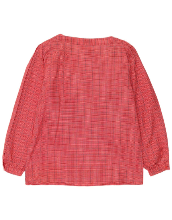 Vintage Womens Long Sleeve Blouse Top UK 14 Medium Pink Check