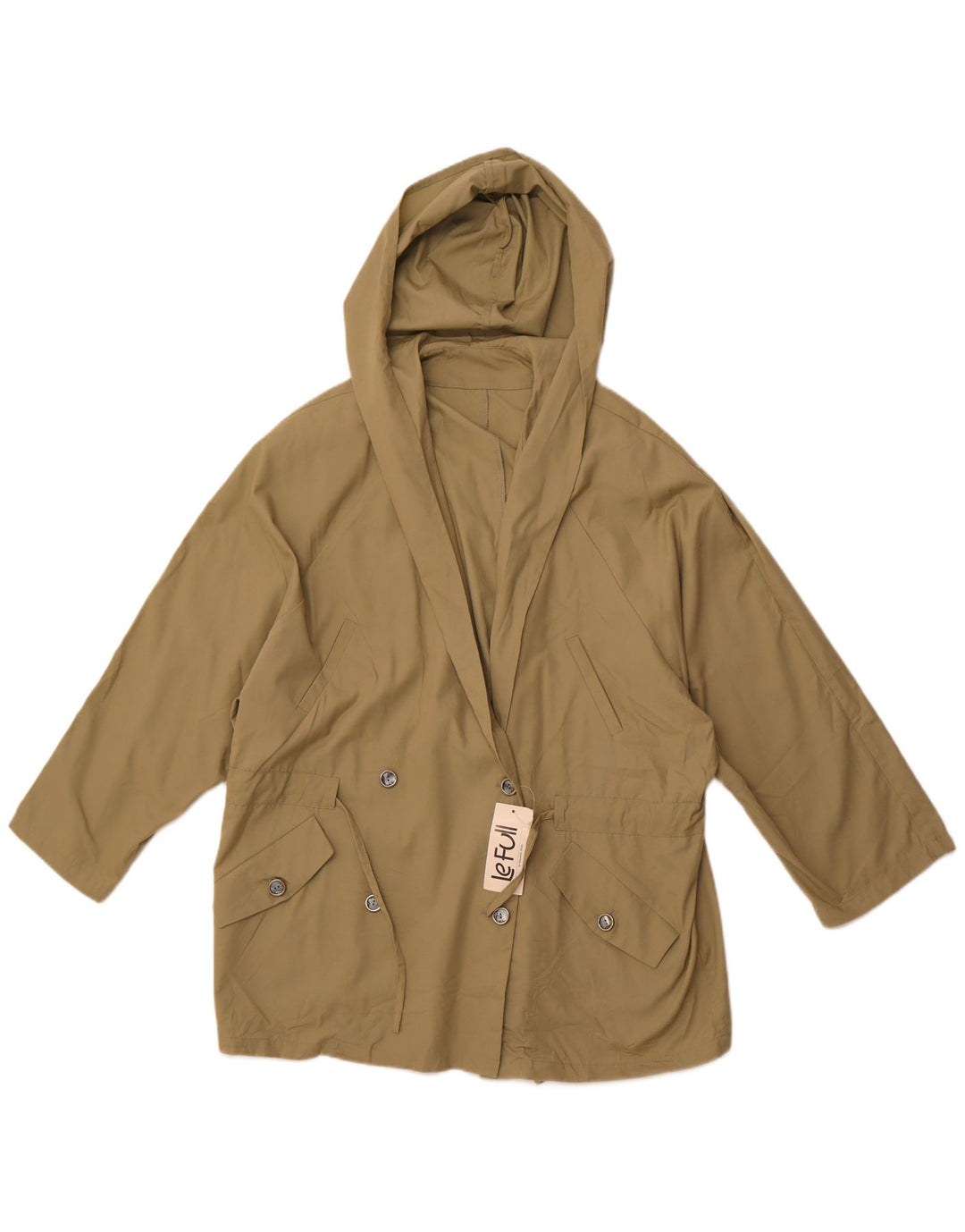 LE FULL Casaco feminino oversized com capuz duplo breasted Reino Unido 14 médio cáqui