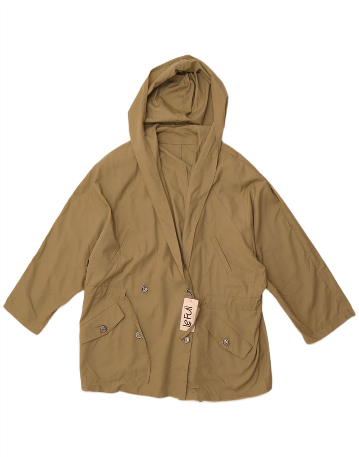 LE FULL Casaco feminino oversized com capuz duplo breasted Reino Unido 14 médio cáqui