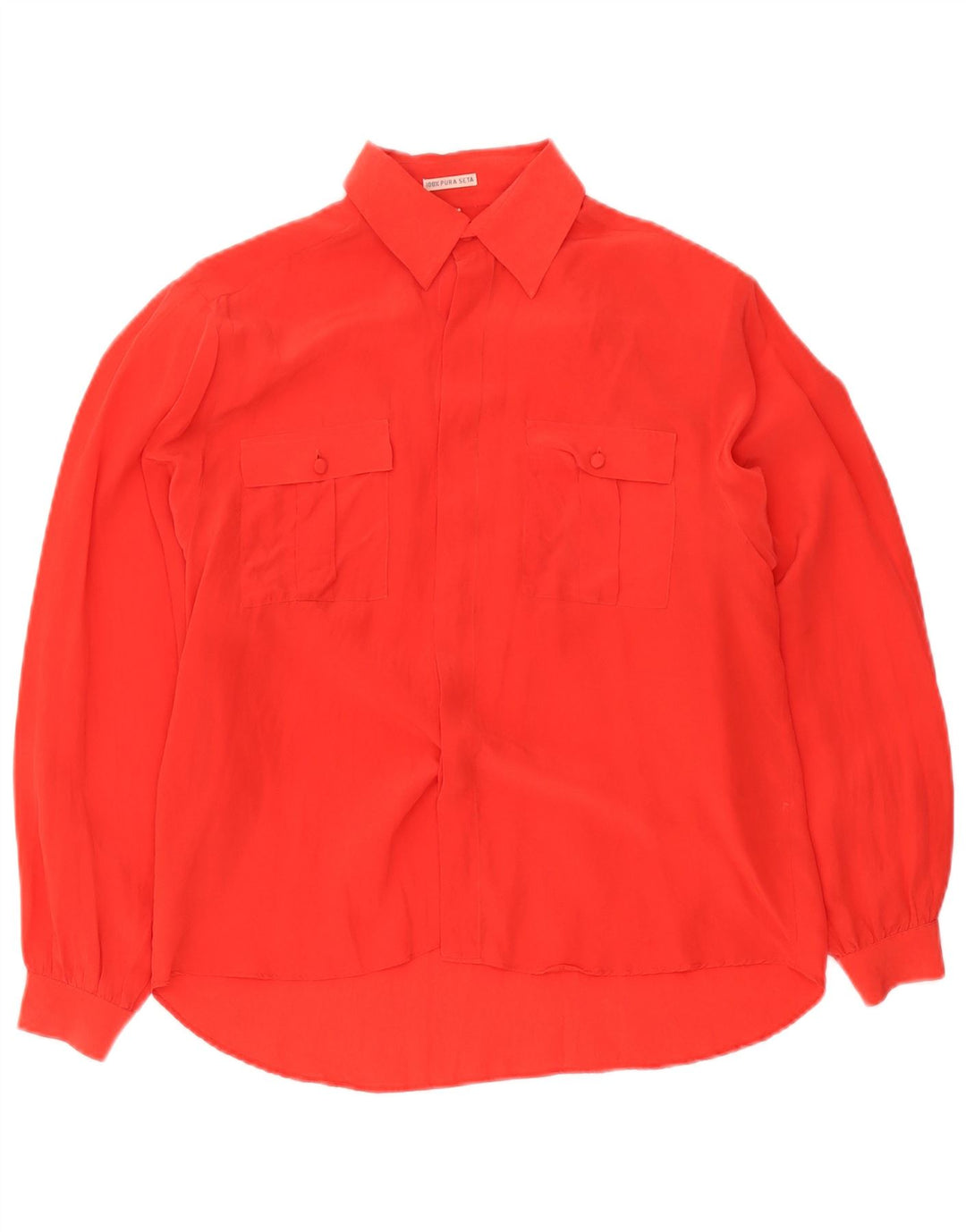 Blusa de camisa oversized feminina vintage UE 36 pequena seda vermelha