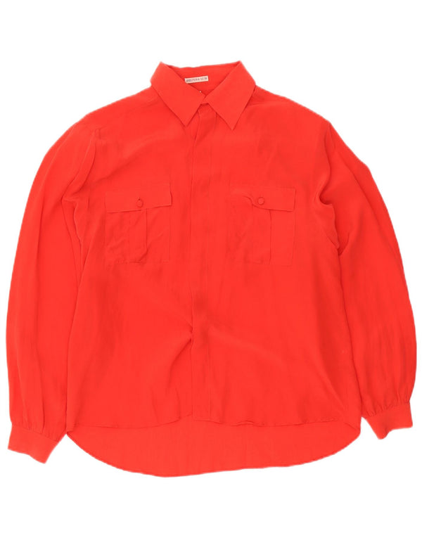 Blusa de camisa oversized feminina vintage UE 36 pequena seda vermelha
