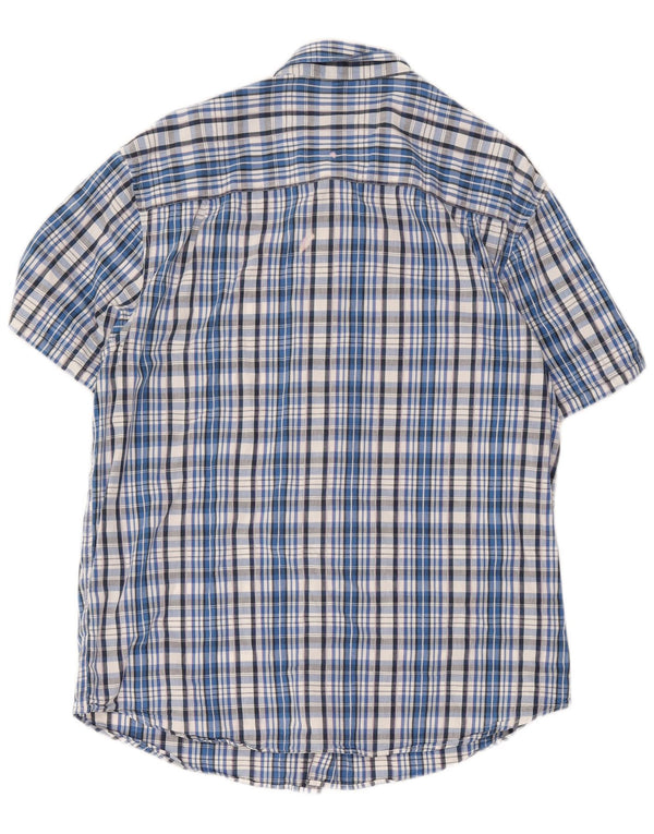 Wrangler Camisa masculina casual de manga curta XL azul xadrez algodão