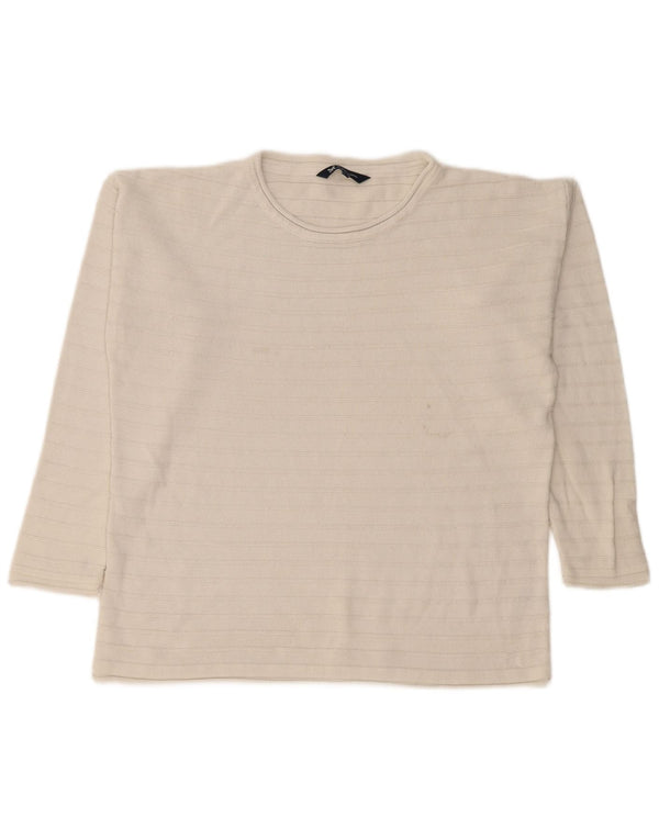 Suéter feminino Crew Clothing com gola canoa Reino Unido 16 listrado branco grande