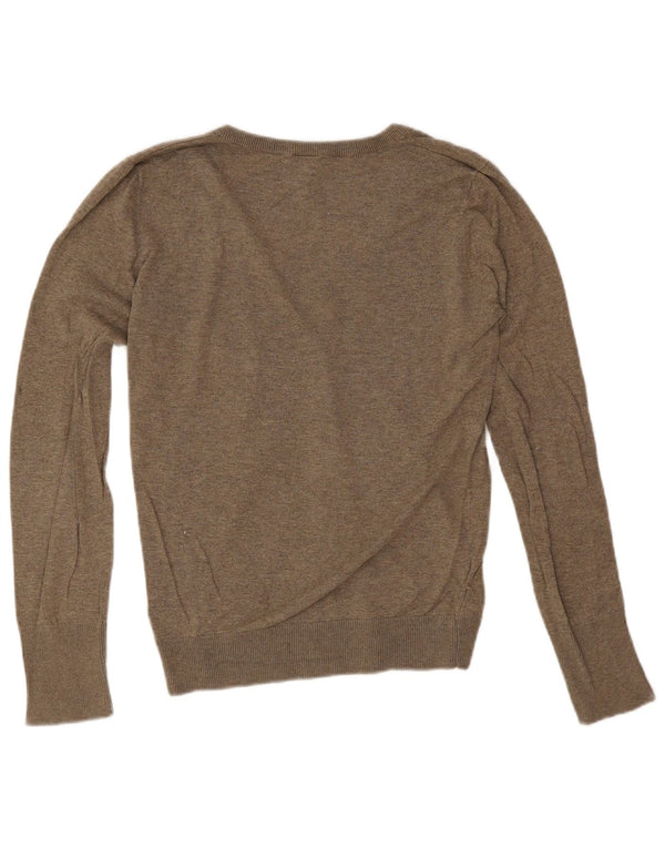 Suéter feminino Topshop com decote em V Reino Unido 12 algodão cinza médio