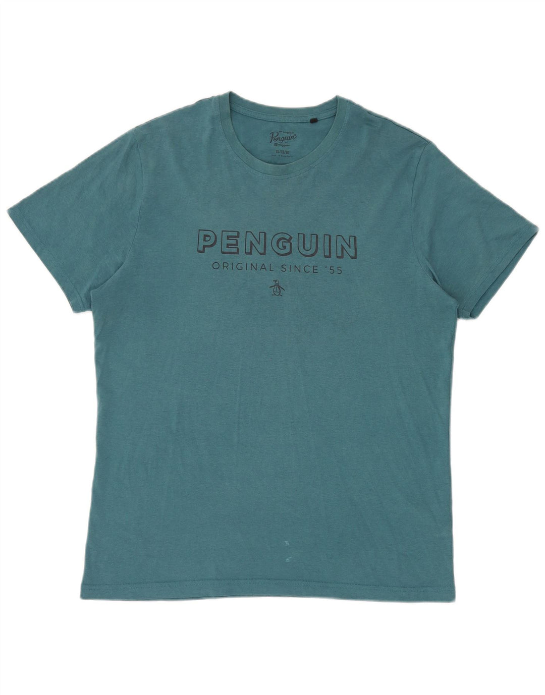 Camiseta gráfica masculina Penguin Top XL algodão azul
