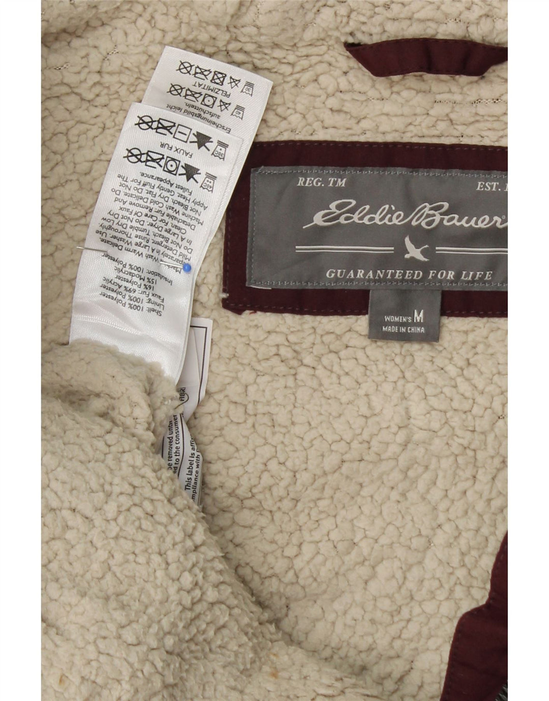 EDDIE BAUER Womens Hooded Quilted Gilet UK 14 Medium Burgundy Polyester Vintage Eddie Bauer and Second-Hand Eddie Bauer from Messina Hembry 