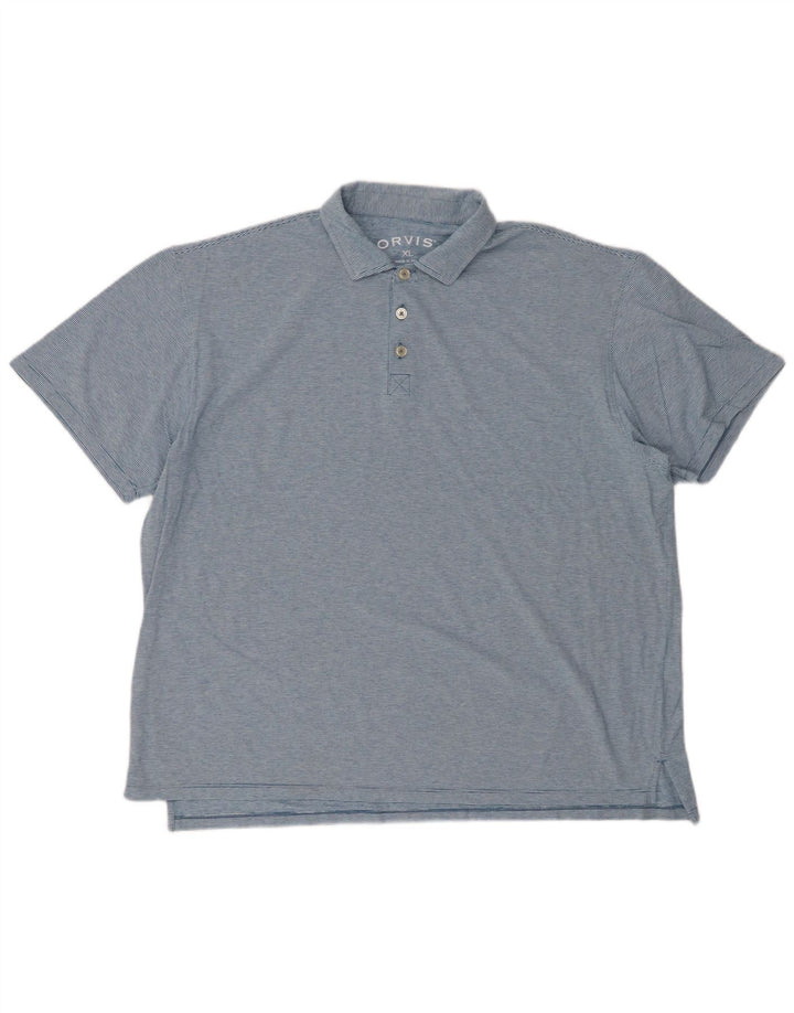Camisa polo masculina ORVIS XL algodão listrado azul