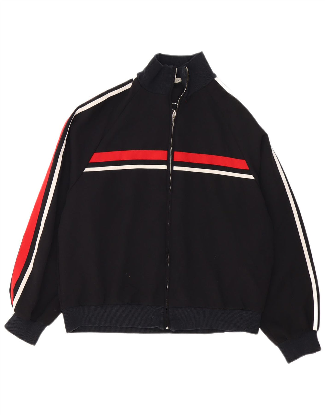 Zara Womens Tracksuit Top Jacket UK 16 Grande Preto Colourblock Poliéster