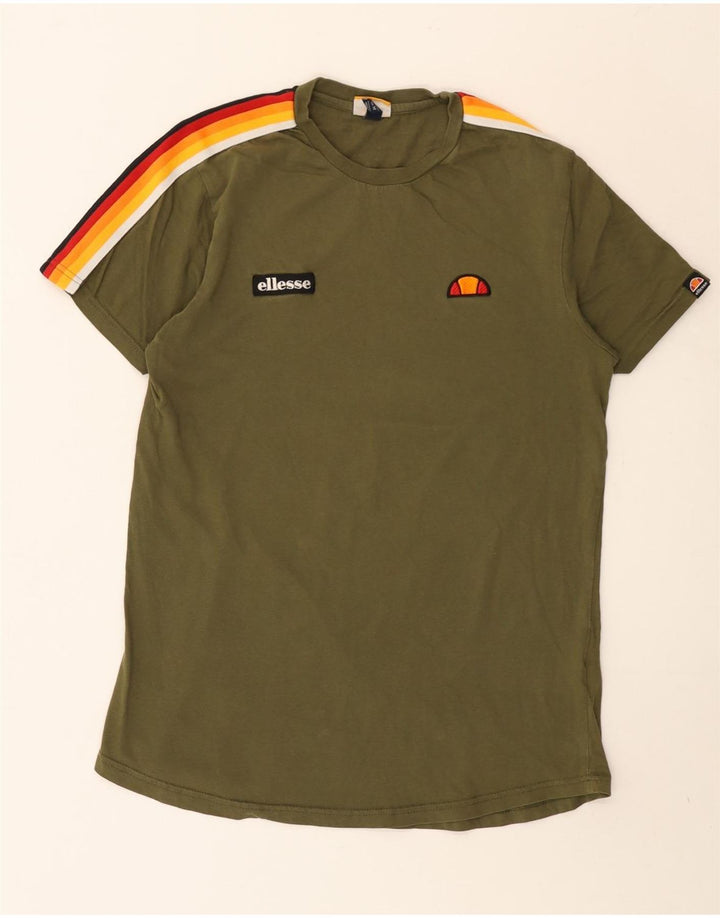 Camiseta masculina Ellesse Top médio verde algodão colorblock