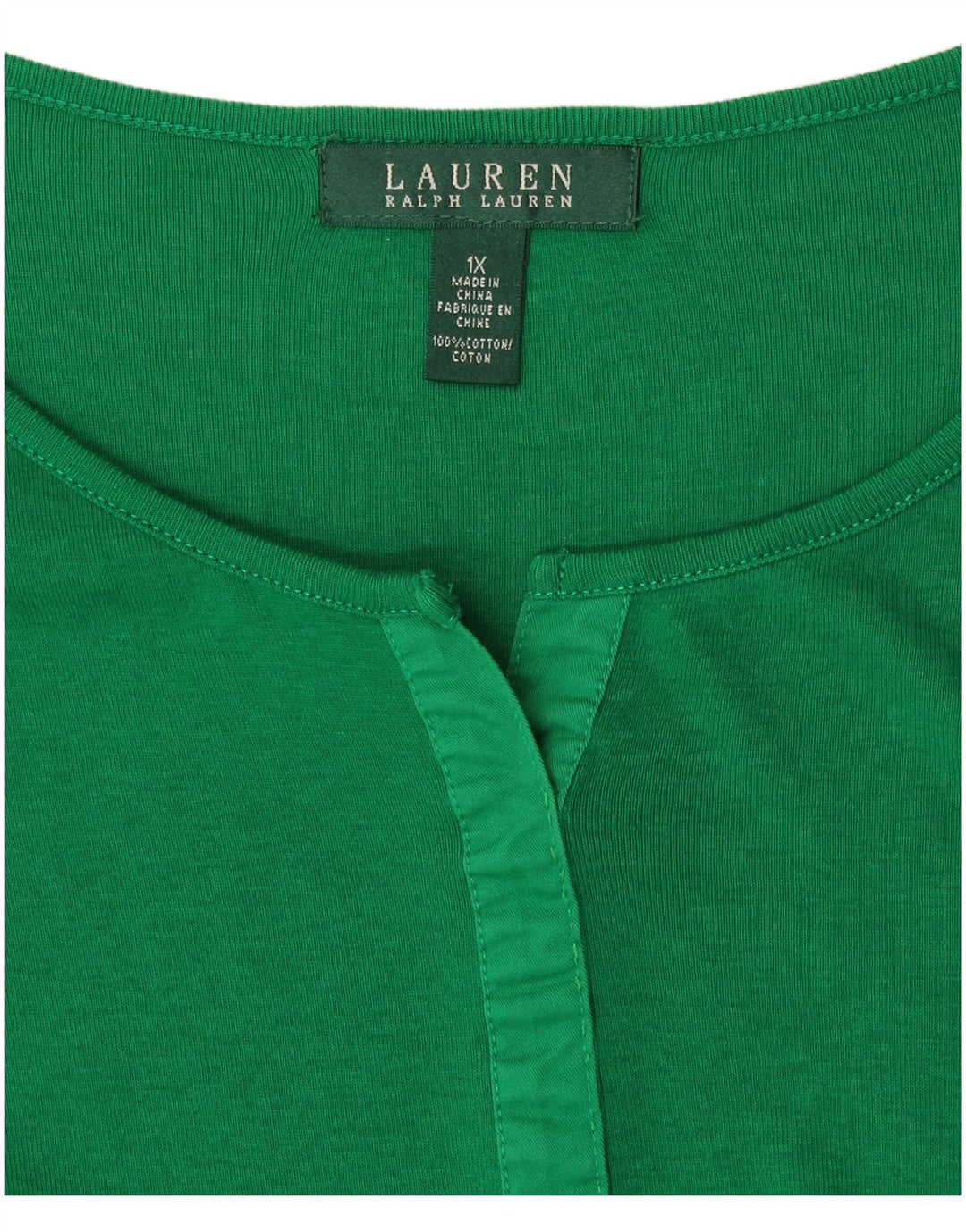 Top feminino RALPH LAUREN manga comprida UK 18 XL algodão verde