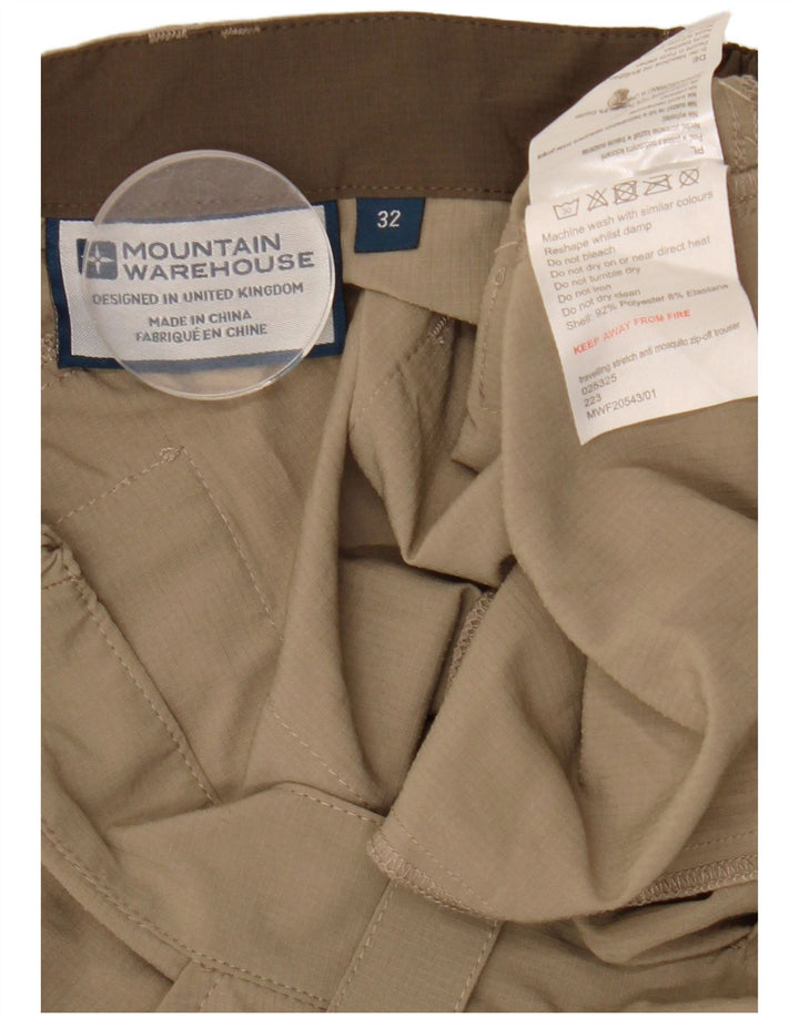 Calças colhidas carga masculina Mountain Warehouse poliéster bege W32 L25