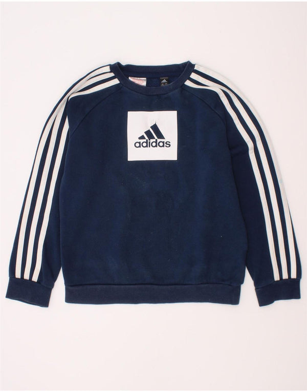 Adidas meninos moletom gráfico jumper 7-8 anos azul marinho algodão