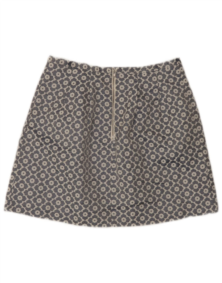 Mini saia feminina Oasis UK 10 pequena W28 cinza floral poliéster