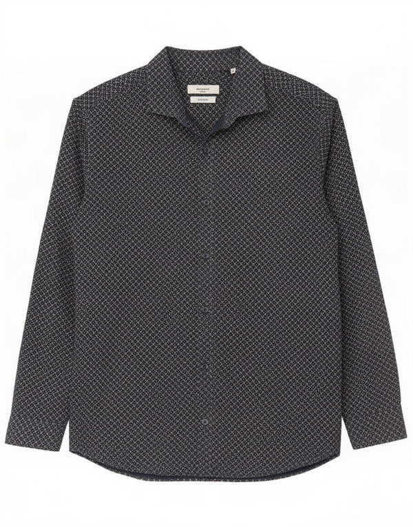 Camisa masculina Jack & Jones XL azul marinho algodão geométrico