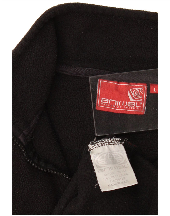 ANIMAL Suéter masculino de lã com zíper e gola grande poliéster preto
