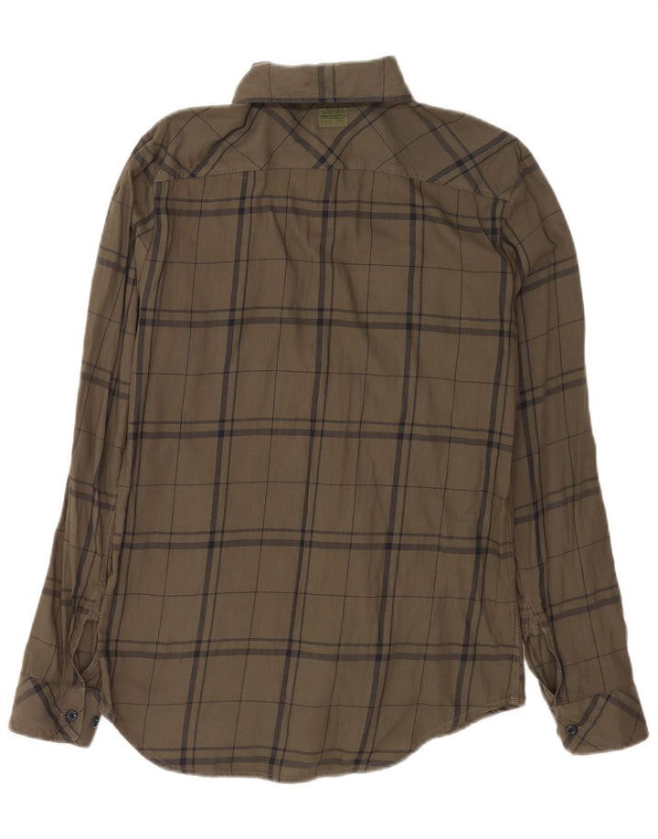 Camisa masculina de flanela slim fit G-Star pequena xadrez verde