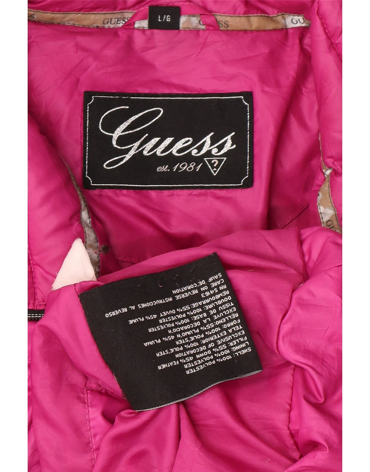 Jaqueta acolchoada feminina GUESS UK16 grande poliéster rosa
