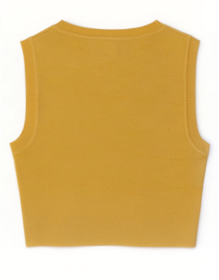 Colete feminino Zara Top UK 12 viscose amarela média