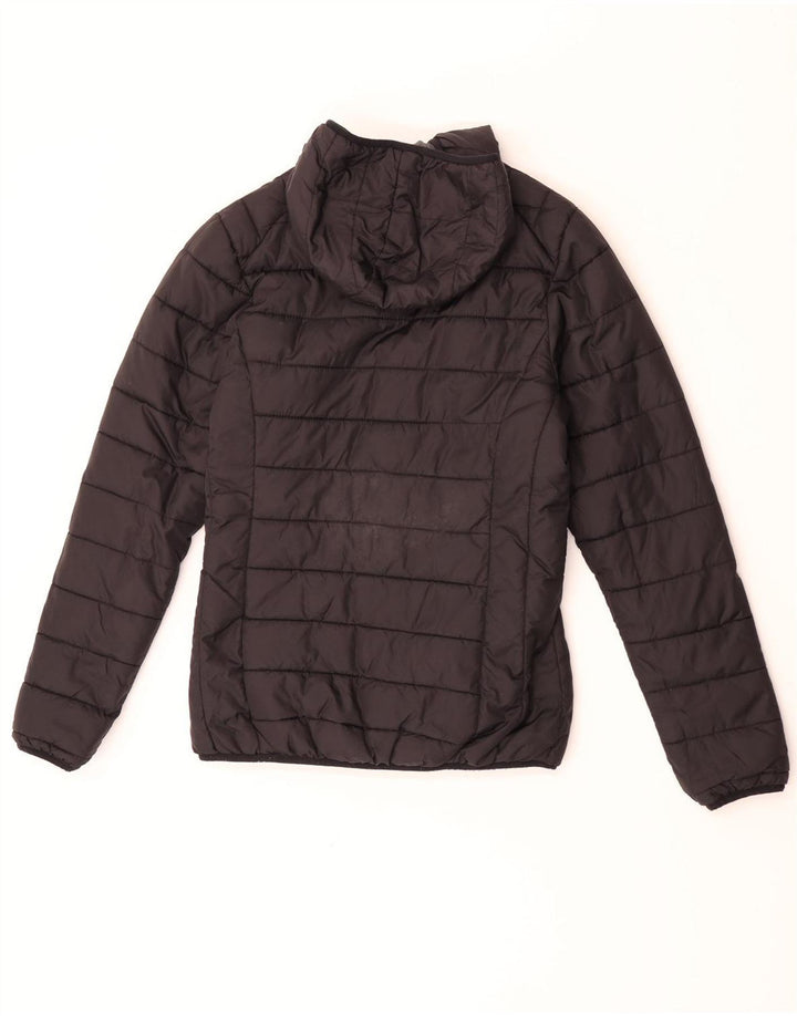Jaqueta feminina Ellesse com capuz reversível acolchoada UK 10 pequena cinza nylon
