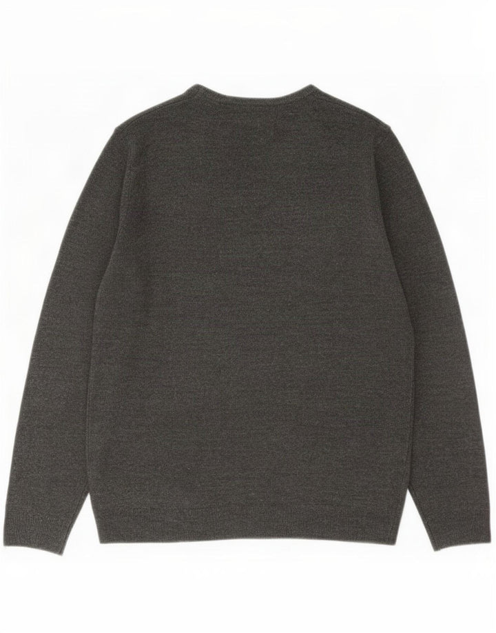 Suéter masculino Marks & Spencer com decote em V, caxemira cinza grande
