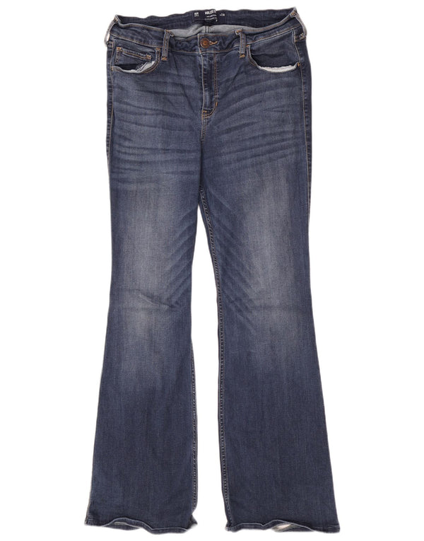 Calça jeans feminina Hollister UK 16 grande W33 L30 azul algodão